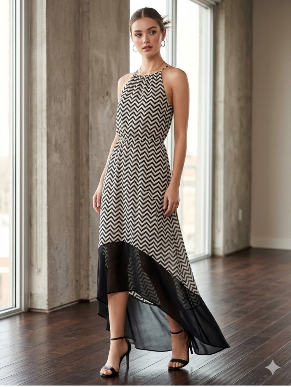 SugarLips High Low Chevron Print Halter Style Dress